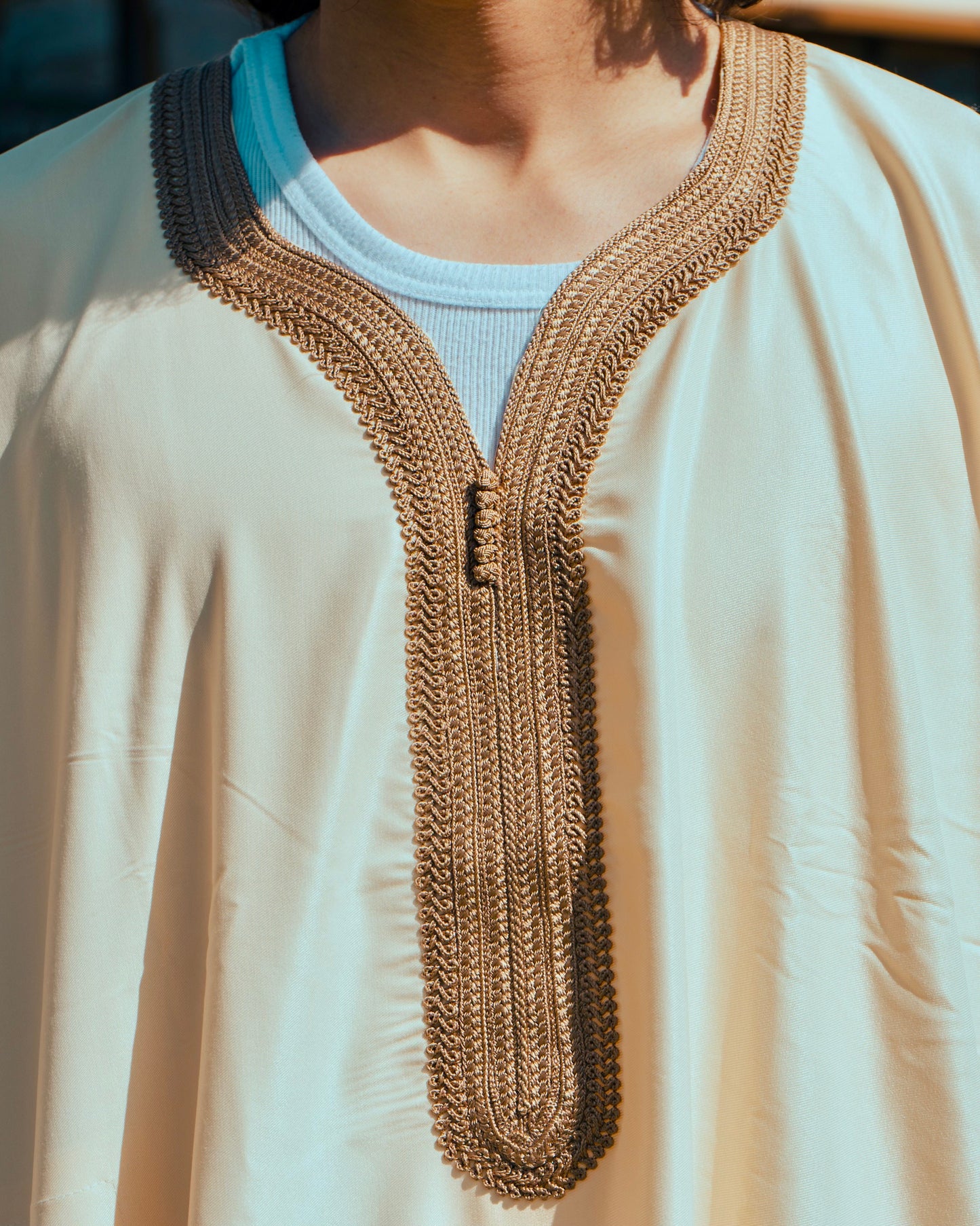 Cream and Light Brown Qandoura