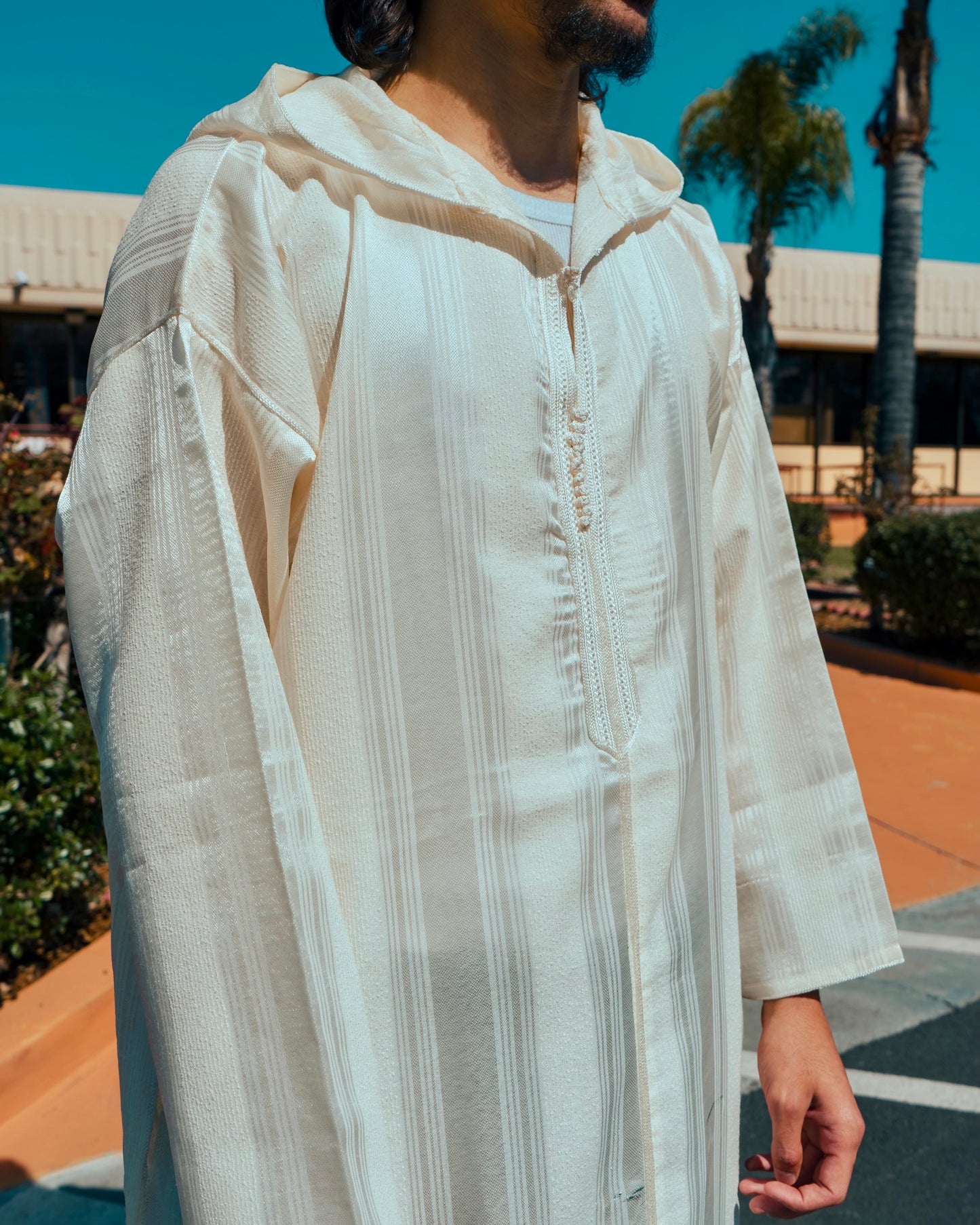 Vanilla White Striped Djellaba