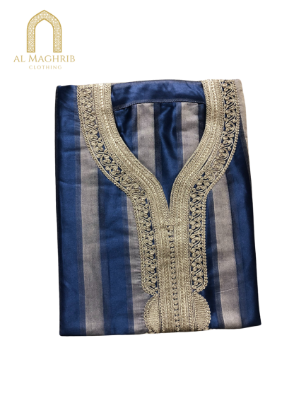 Blue and Gray Striped Qandoura