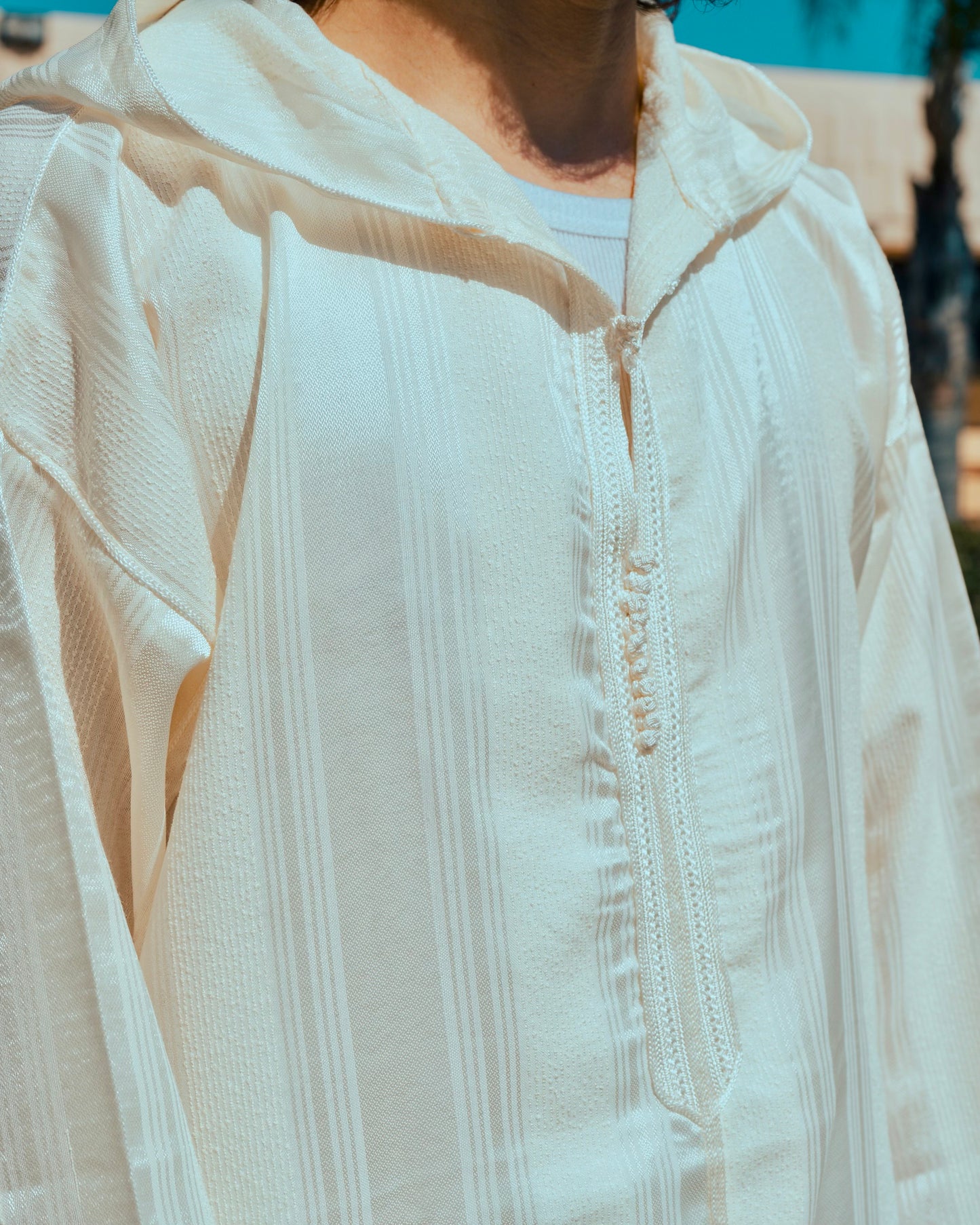Vanilla White Striped Djellaba