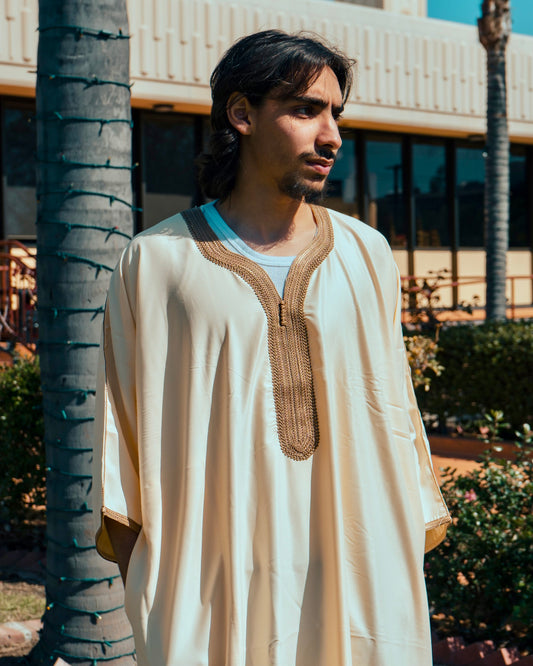 Cream and Light Brown Qandoura