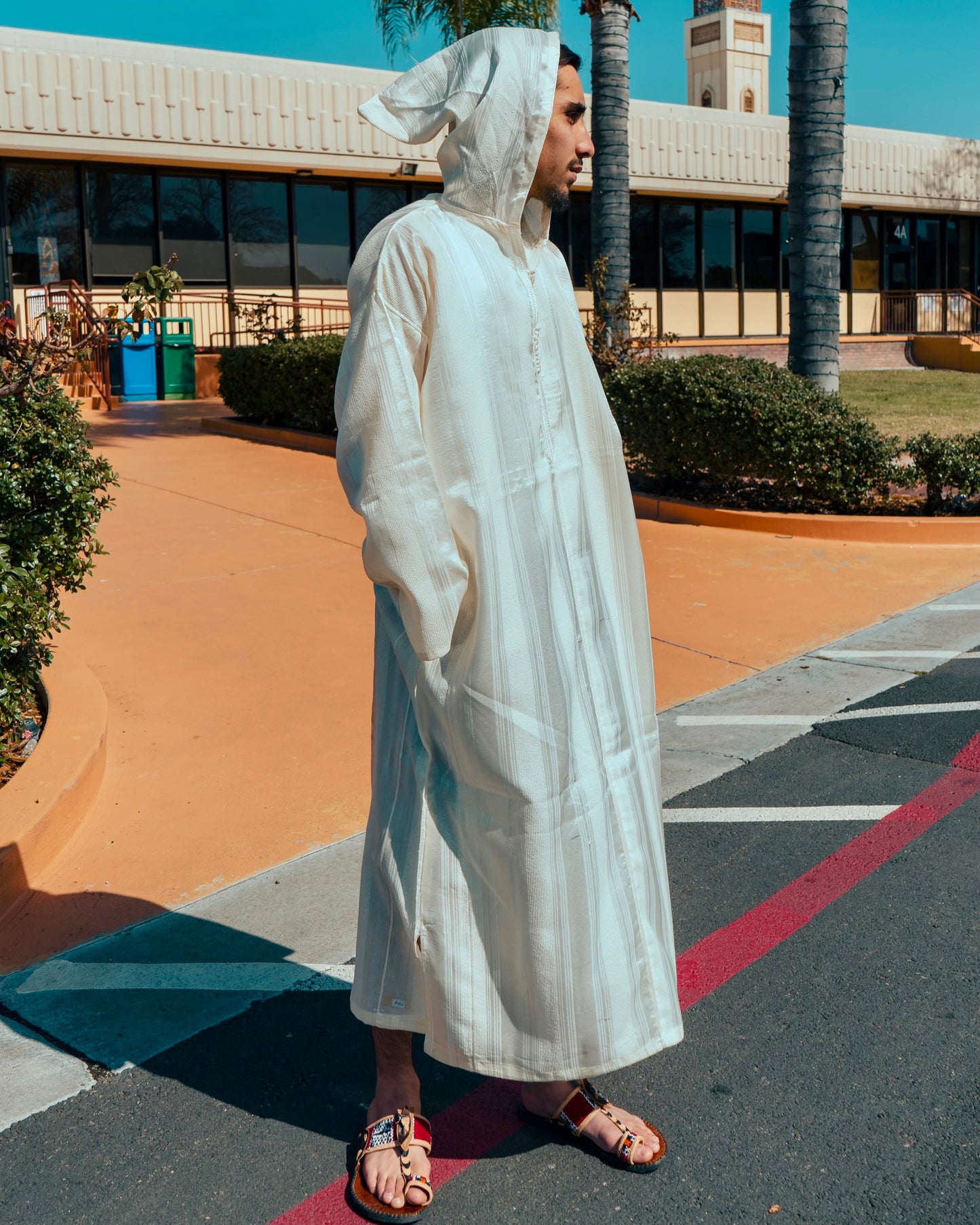 Vanilla White Striped Djellaba