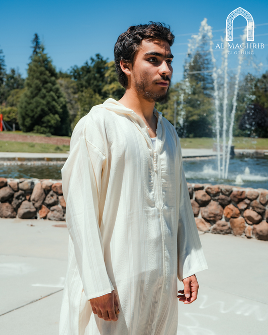 Vanilla White Striped Djellaba