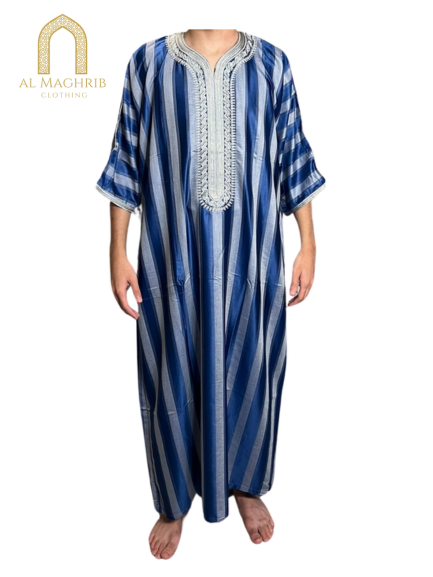 Blue and Gray Striped Qandoura