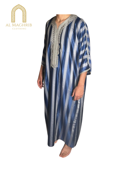 Blue and Gray Striped Qandoura